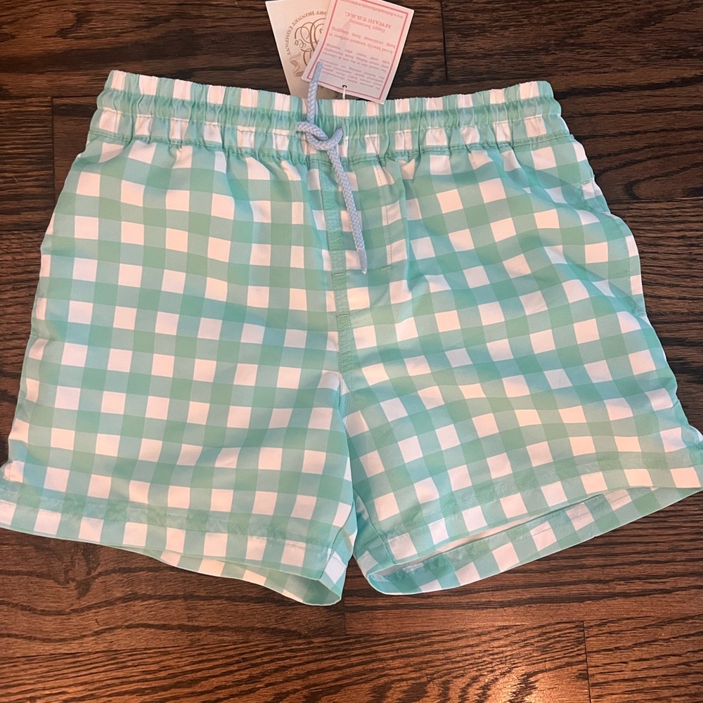 The Beaufort Bonnet Company Green and White Swim Trunks